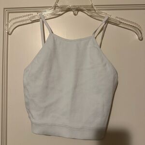 White crop top high neck open back